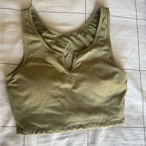 Olive Green Klassy Network Crop with Built in Bra